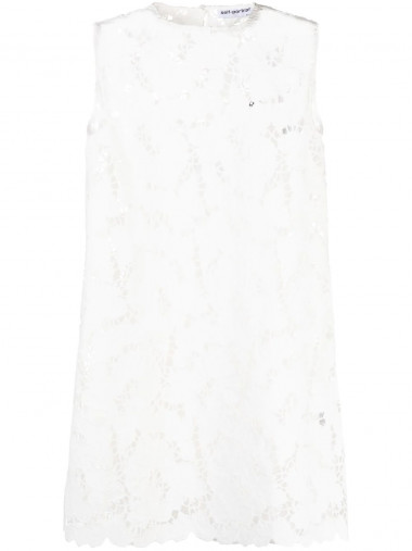 White cotton lace mini dress