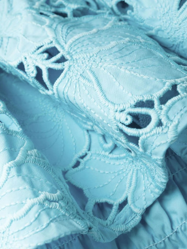 Blue cotton lace mini dress