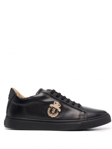 Leather lo-top sneakers crest