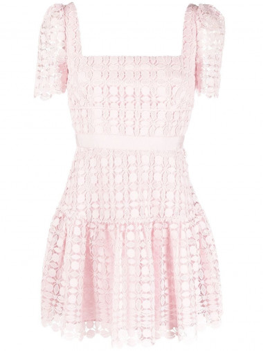 Pink petal lace mini dress