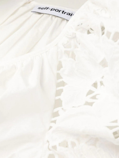 White cotton lace midi dress