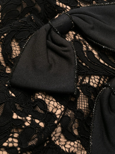 Black cord lace midi dress