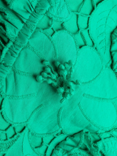 Green cotton lace midi dress