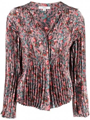 Berry blooms pleated blouse