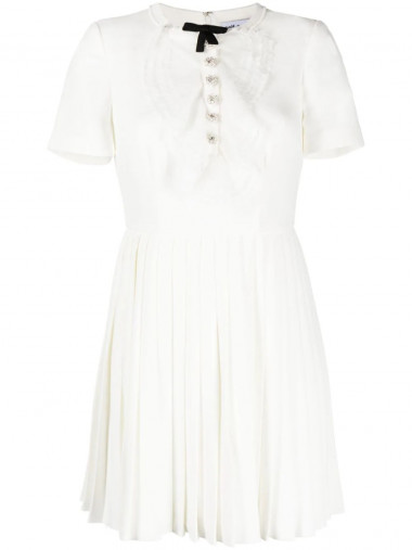 White lace bib mini dress