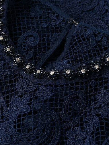 Lace embellished mini dress