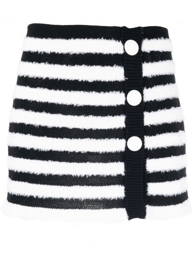 Fluffy stripes wraped skirt