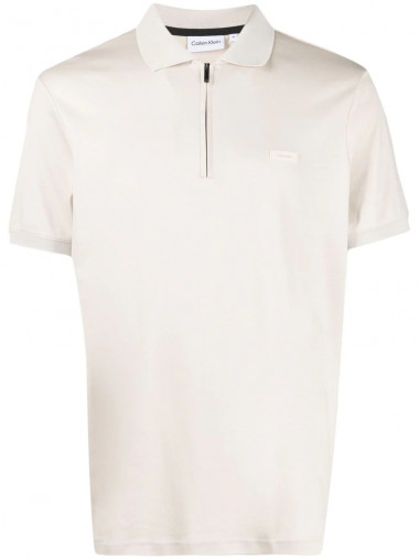 Smooth cotton welt zip polo
