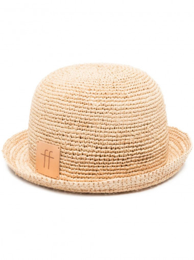 Woven straw bucket hat