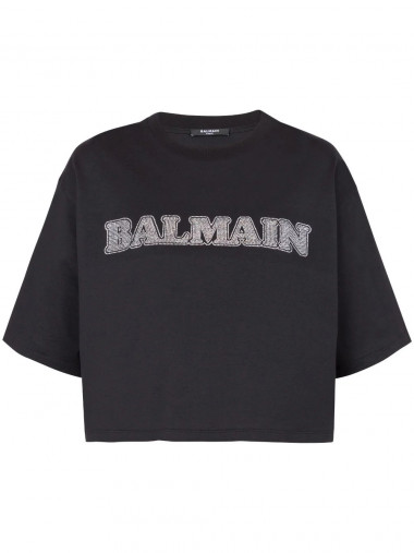 Balmain strass cropped t-shirt
