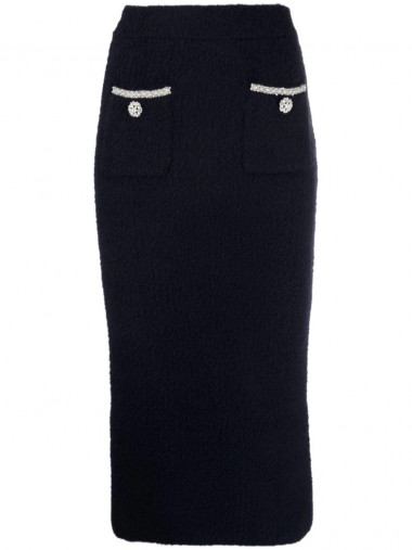 Navy soft knit midi skirt