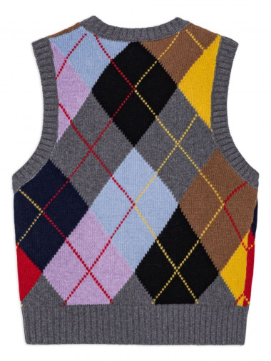 Harlequin wool mix knit vest