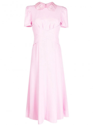 Pink heavy crepe midi dress