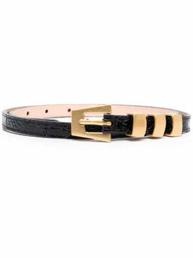 Black circular leather belt